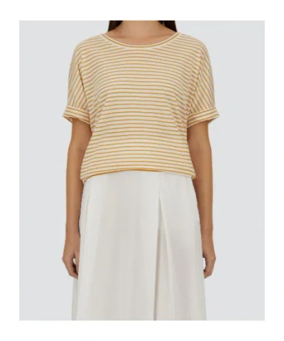 Herno Striped Lyocell Blend T-shirt In Brown