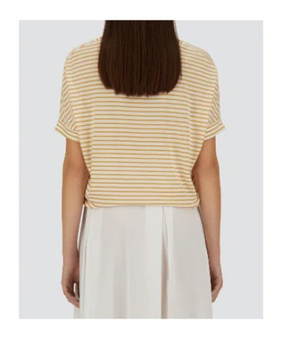 Herno Striped Lyocell Blend T-shirt In Brown