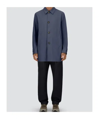 Herno Raincoat In 3 Layers Wool Storm In Blue