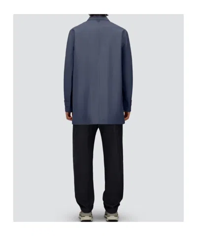 Herno Raincoat In 3 Layers Wool Storm In Blue