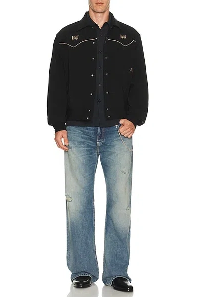 Needles Piping Cowboy Logo-embroidered Woven Jacket In Black
