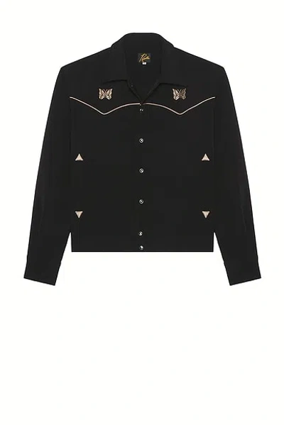 Needles Piping Cowboy Logo-embroidered Woven Jacket In Black