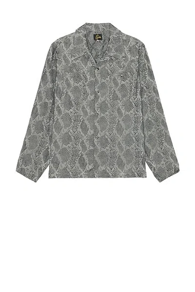 Needles Cowboy One Up Shirt Python Jacquard In Gray