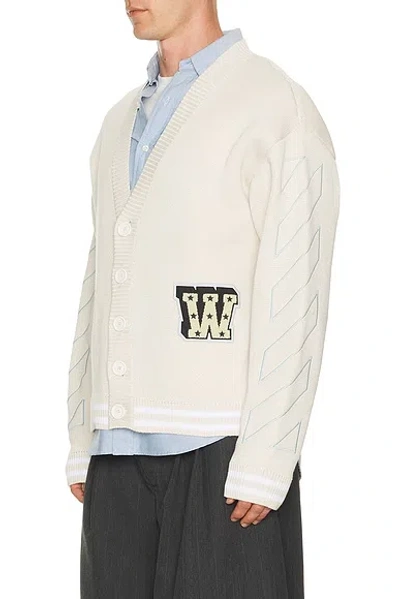 Off-white Star Logo Diagonal Varsity Knit Cardigan In Gray