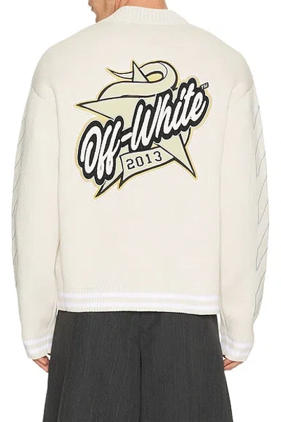 Off-white Star Logo Diagonal Varsity Knit Cardigan In Gray
