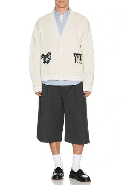 Off-white Star Logo Diagonal Varsity Knit Cardigan In Gray