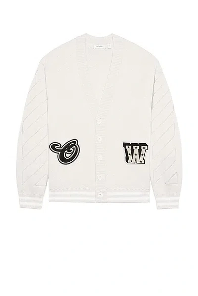 Off-white Star Logo Diagonal Varsity Knit Cardigan In Gray
