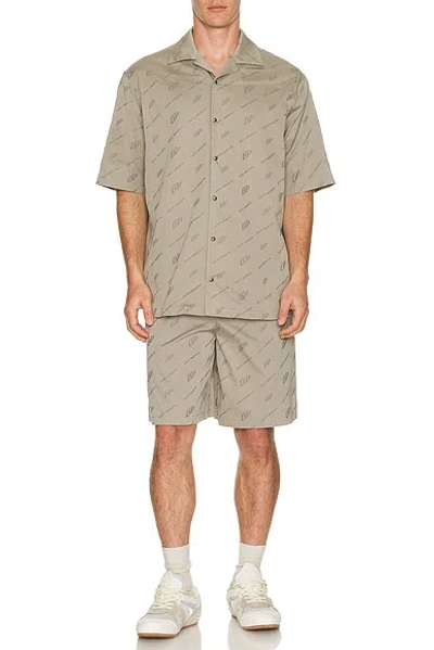 Off-white Monogram-print Short-sleeved Shirt In Brown