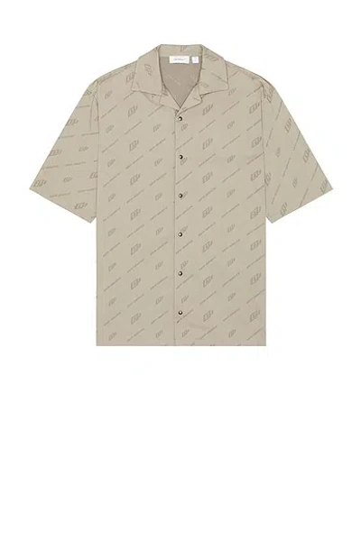 Off-white Monogram-print Short-sleeved Shirt In Brown