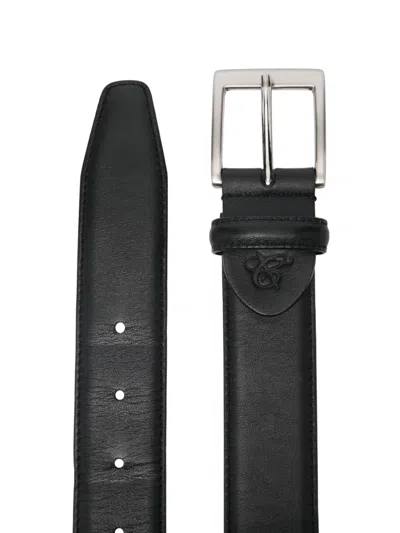 Canali Logo-debossed Belt In Black