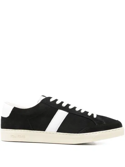 Tom Ford Blake Sneakers Suede Upper Contrast Stripe Rubber Sole In Black