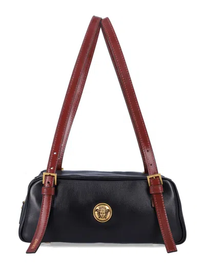 Versace Small Shoulder Bag Lamb And Calf Leather In Black