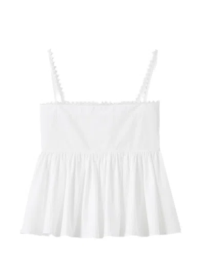 Jacquemus Top Le Haut Traversin White With V-neck And Ruffle Details In Cotton For Women In White