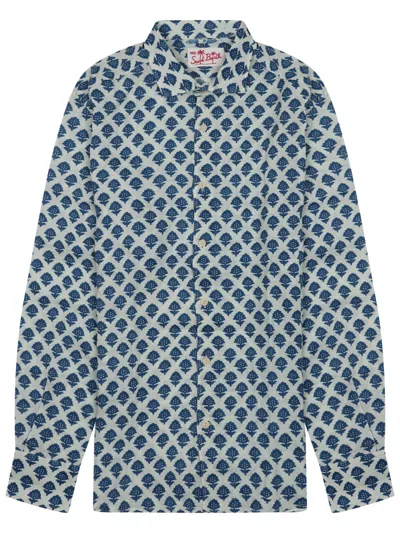 Mc2 Saint Barth Long Sleeve Shirt Patterned Design Style In Blue