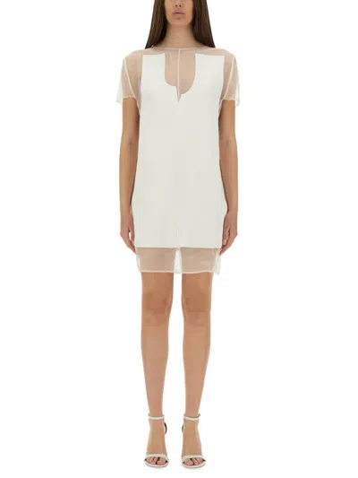Khaite Winona Paneled Crepe And Chiffon Mini Dress In White