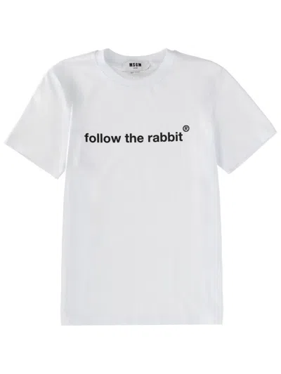 Msgm T-shirt With Graphics In White