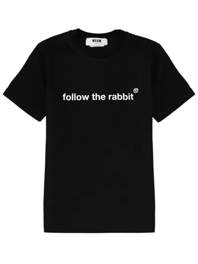 Msgm T-shirt With Rabbit Print In Black