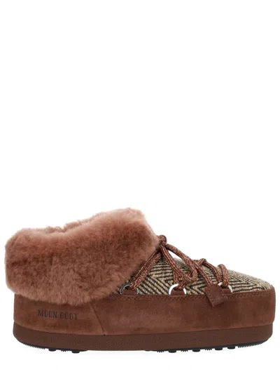 Moon Boot Chic Mini Clog Boot With Sterling Trim And Lace-up Closure In Animal Print