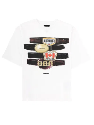 Dsquared2 Men T-shirt In Cotton With Graphic Print In White