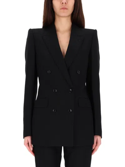 Tom Ford Double-breasted Tailored Jacket Size 40 In Black
