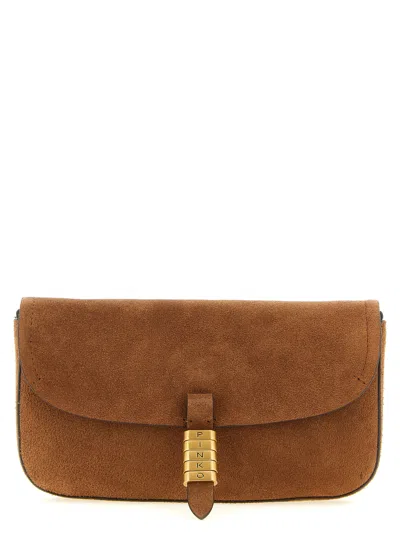 Pinko Saddle Flat Medium Shoulder Bag In Black