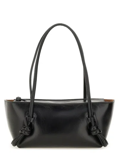 Hereu Mini Fleca Rectangular Shoulder Bag Knotted Handles In Black