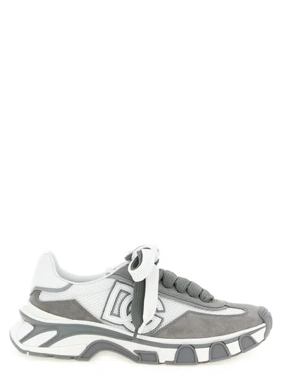 Dolce & Gabbana Dg Country Road Sneaker In Leather And Fabric In Multi