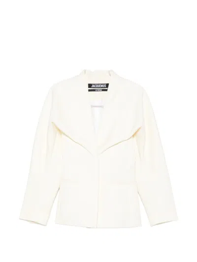Jacquemus Chale Wool Blend Single Breasted Jacket In Gray