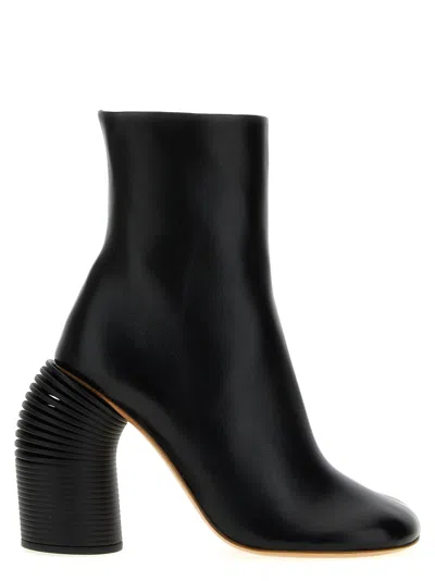 Off-white Off White Black Leather Spring Ankle Boots In Black