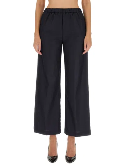 Aspesi Virgin Wool Blend Stretch Pants In Black