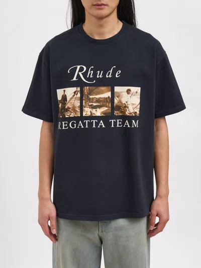Rhude Classic Black T-shirt With Crew Neckline And Timeless Appeal In Black