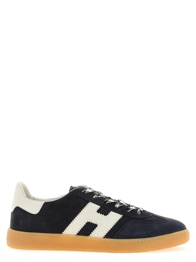 Hogan Navy Suede Leather H Sneakers In Black