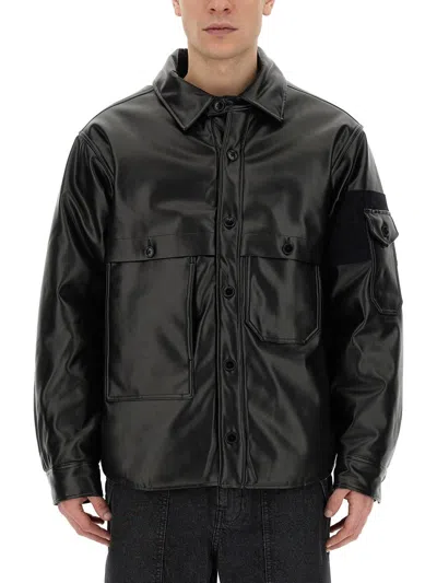 Aïe Flap-pocket Buttoned Overshirt In Black