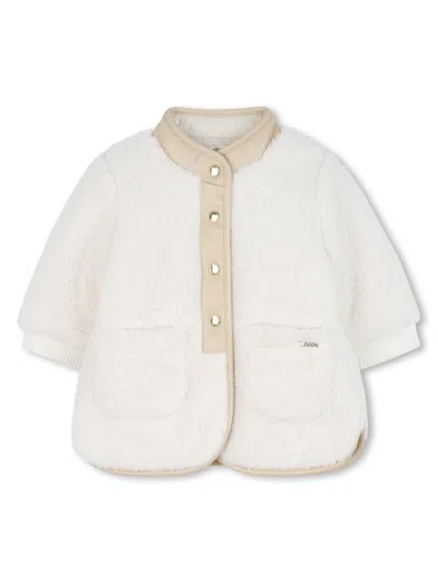 Chloé White Shearling-effect Jacket In White