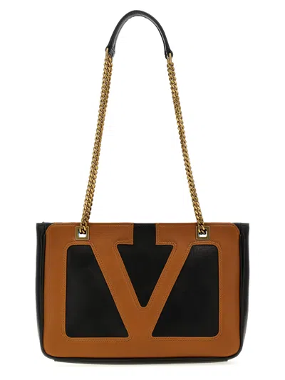 Valentino Garavani Black Nappa Leather Small Viva Superstar Shoulder Bag In Multi