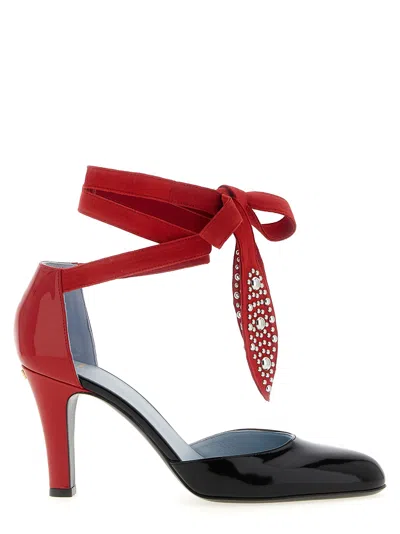 Valentino Lace-up Patent Bicolor Pumps 8.5cm Heel In Multi