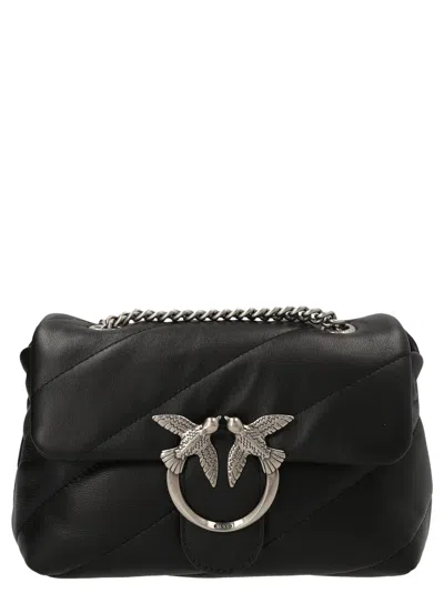 Pinko Mini Love Puff Maxi Quilt Leather Crossbody Bag In Black