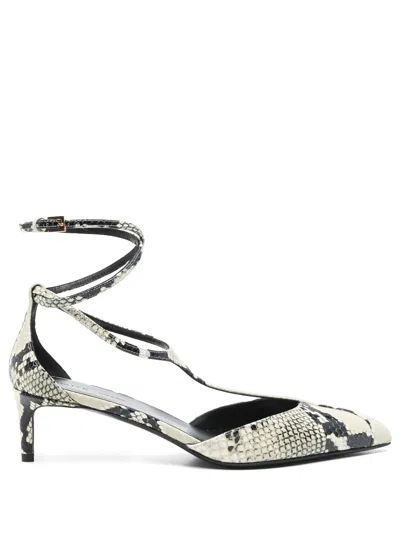 Khaite Python-print Ankle Strap Pumps With 4.5 Cm Heel In Gray