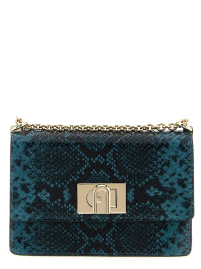 Furla Arco Python-print Crossbody Bag In Blue