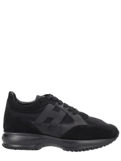 Hogan Interactive Smooth Polyamide Sneakers In Black