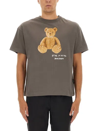 Palm Angels T-shirt Bear In Mind In Brown