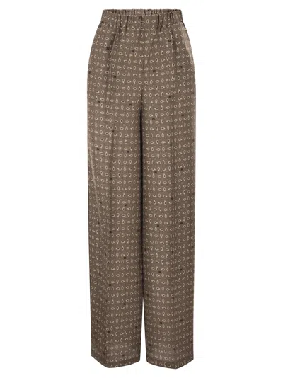 Max Mara Elasticated Patterned Trousers In Brown