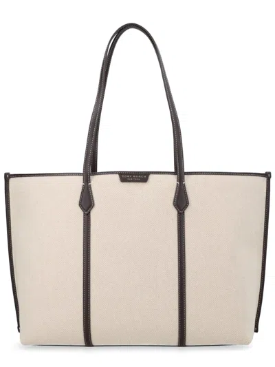 Tory Burch Perry Canvas Tote Bag Work Style In Nude