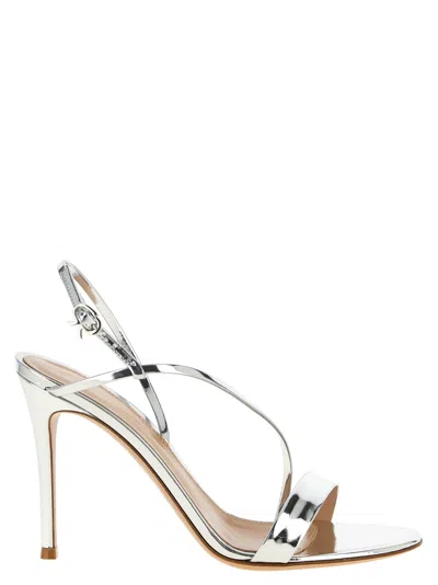 Gianvito Rossi Silver Solid Open Round Toe Heels In Animal Print