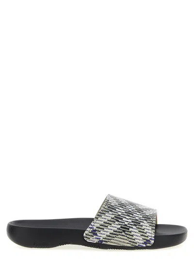 Burberry Patterned Strap Open Toe Rubber Sandals In Multi