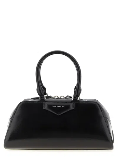 Givenchy Antigona East West Brown Small Handbag With Adjustable And Removable Shoulder Strap And Logo Letteri In Black