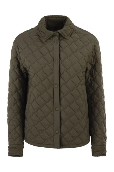 Herno Quilted Ecoage Waterproof Shacket In Green