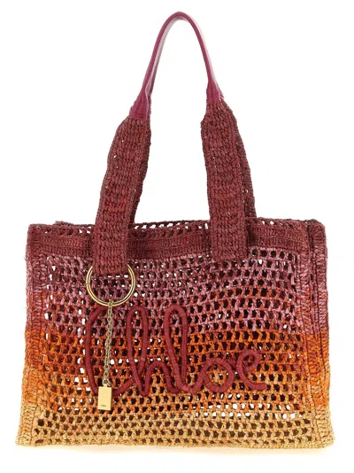 Chloé Womens Multicolor Orange Summer Banana East-west Raffia Tote Bag
