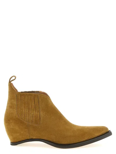 Maison Margiela Western Chelsea Heel-less Ankle Boots In Brown