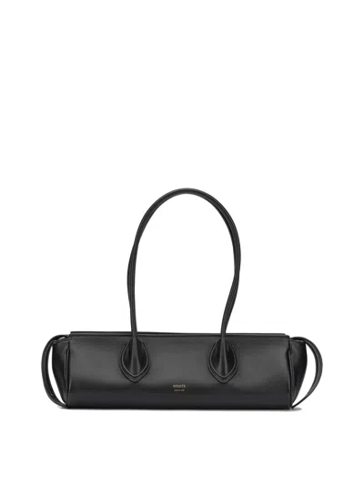 Khaite Donna Tubular Leather Shoulder Bag In Black